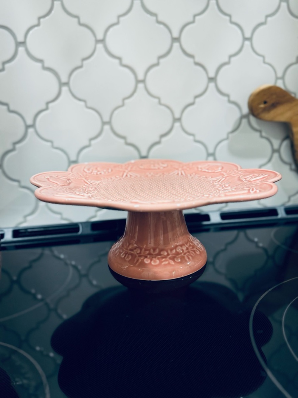 Bordallo Pinheiro ~ Rabbit pink pedestal cake stand 13”/ Vintage